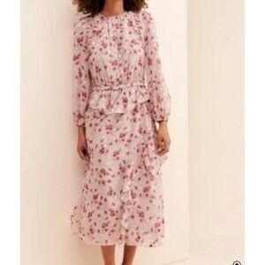 Current Air | Anthropologie | Long Sleeve Floral Fairycore Midi Dress | Sz XS S